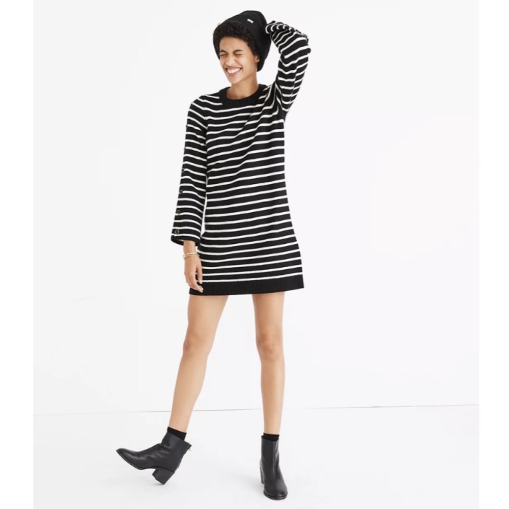 Madewell Button-Sleeve Sweater-Dress